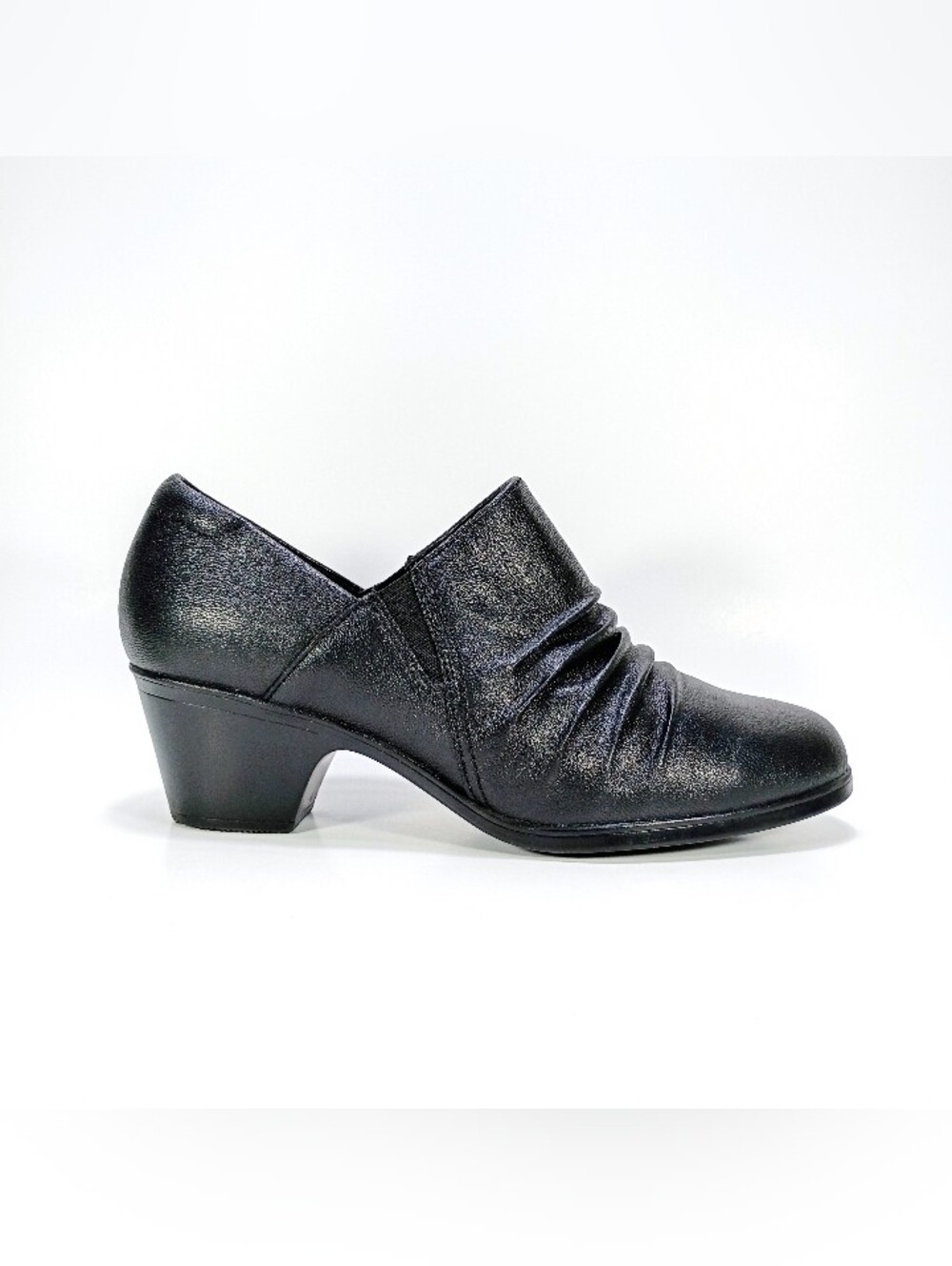 Clarks Emily 2 Cove Womens 10 Wide Fit Black Leather Block Heel Shoes Booties